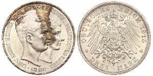 3 Mark Ducato di Brunswick (1815 - 1918) Argento Ernesto Augusto III di Brunswick (1887 - 1953)