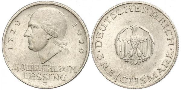 3 Mark Impero tedesco (1871-1918) Argento Gotthold Ephraim Lessing