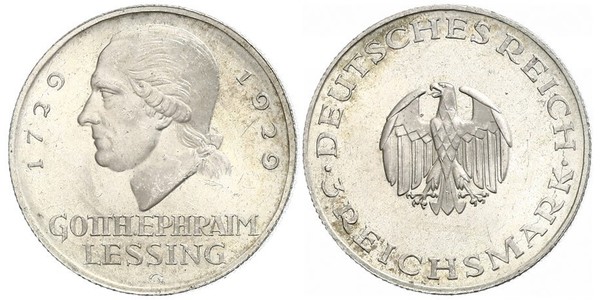3 Mark Impero tedesco (1871-1918) Argento Gotthold Ephraim Lessing
