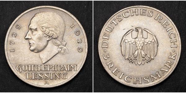 3 Mark Impero tedesco (1871-1918) Argento Gotthold Ephraim Lessing