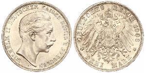 3 Mark Regno di Prussia (1701-1918) Argento Wilhelm II, German Emperor (1859-1941)