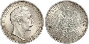 3 Mark Regno di Prussia (1701-1918) Argento Wilhelm II, German Emperor (1859-1941)