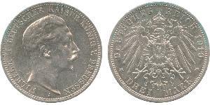 3 Mark Regno di Prussia (1701-1918) Argento Wilhelm II, German Emperor (1859-1941)