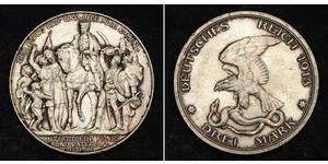 3 Mark Regno di Prussia (1701-1918) Argento 