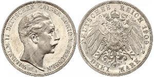 3 Mark Regno di Prussia (1701-1918) Argento Wilhelm II, German Emperor (1859-1941)