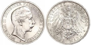 3 Mark Regno di Prussia (1701-1918) Argento Wilhelm II, German Emperor (1859-1941)