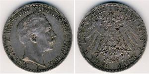 3 Mark Regno di Prussia (1701-1918) Argento Wilhelm II, German Emperor (1859-1941)