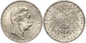 3 Mark Regno di Prussia (1701-1918) Argento Wilhelm II, German Emperor (1859-1941)