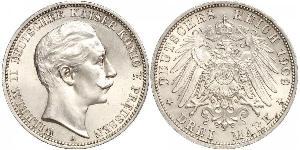 3 Mark Regno di Prussia (1701-1918) Argento Wilhelm II, German Emperor (1859-1941)
