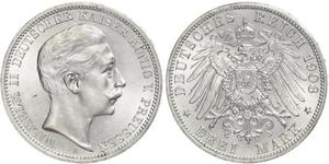 3 Mark Regno di Prussia (1701-1918) Argento Wilhelm II, German Emperor (1859-1941)