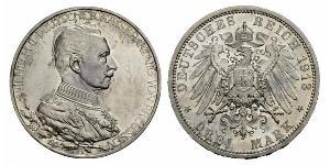 3 Mark Regno di Prussia (1701-1918) Argento Wilhelm II, German Emperor (1859-1941)