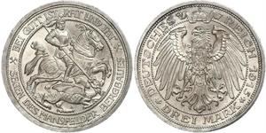 3 Mark Regno di Prussia (1701-1918) Argento Wilhelm II, German Emperor (1859-1941)