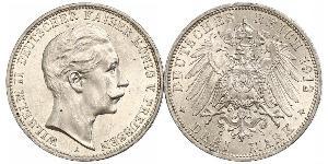 3 Mark Regno di Prussia (1701-1918) Argento Wilhelm II, German Emperor (1859-1941)