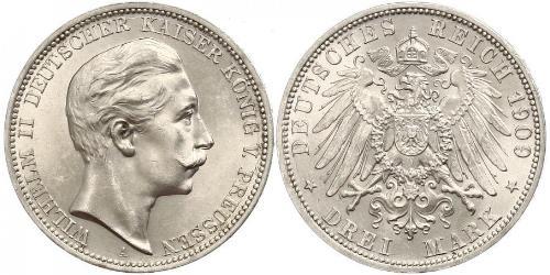 3 Mark Regno di Prussia (1701-1918) Argento Wilhelm II, German Emperor (1859-1941)