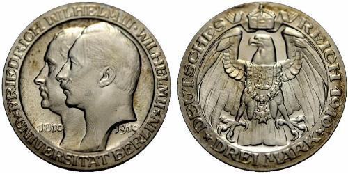 3 Mark Regno di Prussia (1701-1918) Argento Wilhelm II, German Emperor (1859-1941)