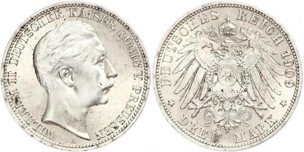 3 Mark Regno di Prussia (1701-1918) Argento Wilhelm II, German Emperor (1859-1941)