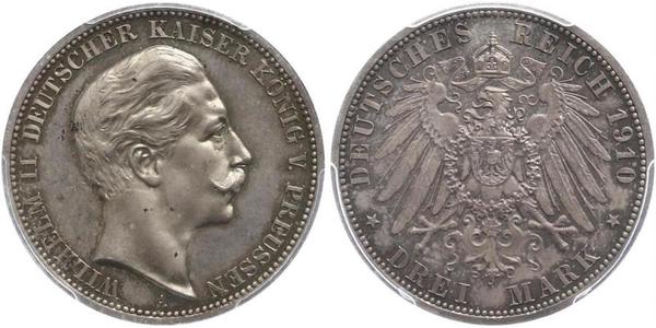 3 Mark Regno di Prussia (1701-1918) Argento Wilhelm II, German Emperor (1859-1941)