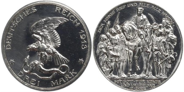 3 Mark Regno di Prussia (1701-1918) Argento 