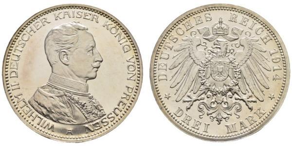 3 Mark Regno di Prussia (1701-1918) Argento Wilhelm II, German Emperor (1859-1941)