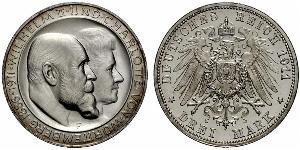 3 Mark Regno di Württemberg (1806-1918) Argento Wilhelm II, German Emperor (1859-1941)