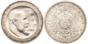 3 Mark Regno di Württemberg (1806-1918) Argento Wilhelm II, German Emperor (1859-1941)