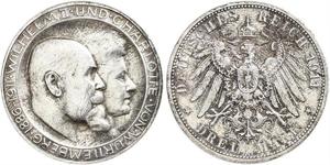 3 Mark Regno di Württemberg (1806-1918) Argento Wilhelm II, German Emperor (1859-1941)