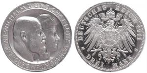 3 Mark Regno di Württemberg (1806-1918) Argento Wilhelm II, German Emperor (1859-1941)