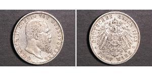 3 Mark Regno di Württemberg (1806-1918) Argento Wilhelm II, German Emperor (1859-1941)