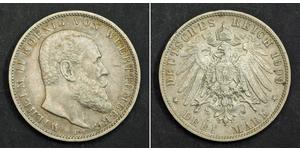 3 Mark Regno di Württemberg (1806-1918) Argento Wilhelm II, German Emperor (1859-1941)