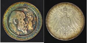 3 Mark Regno di Württemberg (1806-1918) Argento Wilhelm II, German Emperor (1859-1941)