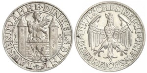 3 Mark Repubblica di Weimar (1918-1933) Argento 