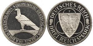 3 Mark Repubblica di Weimar (1918-1933) Argento 