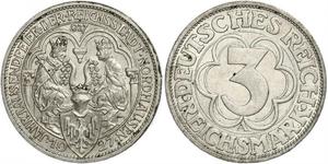 3 Mark Repubblica di Weimar (1918-1933) Argento 