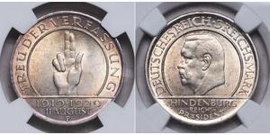 3 Mark Repubblica di Weimar (1918-1933) Argento Paul von Hindenburg