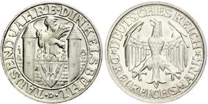 3 Mark Repubblica di Weimar (1918-1933) Argento 