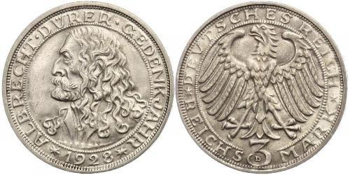 3 Mark Repubblica di Weimar (1918-1933) Argento 