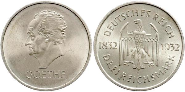 3 Mark Repubblica di Weimar (1918-1933) Argento 