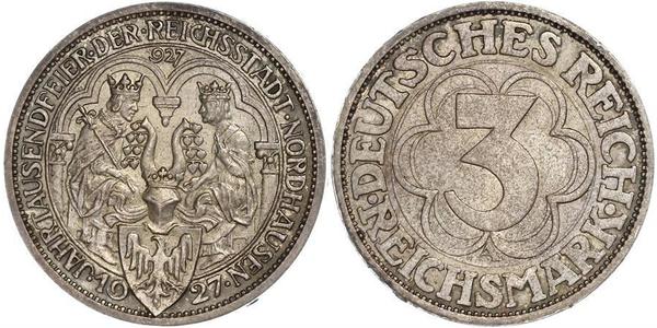 3 Mark Repubblica di Weimar (1918-1933) Argento 