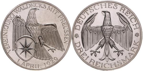 3 Mark Repubblica di Weimar (1918-1933) Argento 