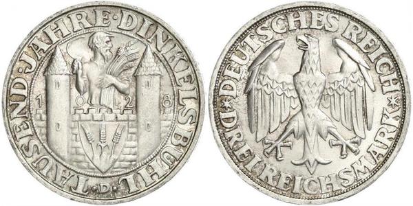 3 Mark Repubblica di Weimar (1918-1933) Argento 