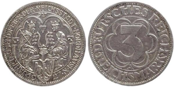 3 Mark Repubblica di Weimar (1918-1933) Argento 