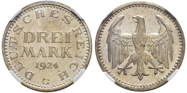 3 Mark Repubblica di Weimar (1918-1933) Argento 