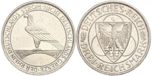 3 Mark Repubblica di Weimar (1918-1933) Argento 