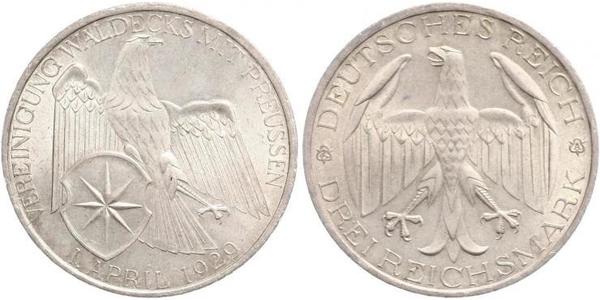 3 Mark Repubblica di Weimar (1918-1933) Argento 