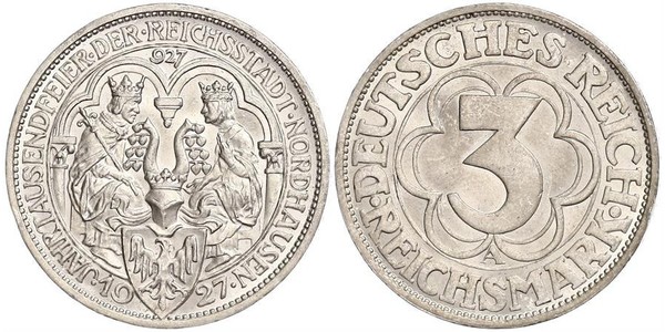 3 Mark Repubblica di Weimar (1918-1933) Argento 