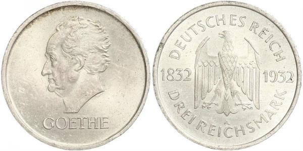 3 Mark Repubblica di Weimar (1918-1933) Argento 