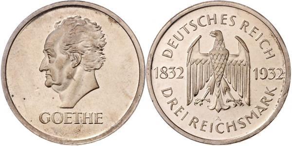 3 Mark Repubblica di Weimar (1918-1933) Argento 