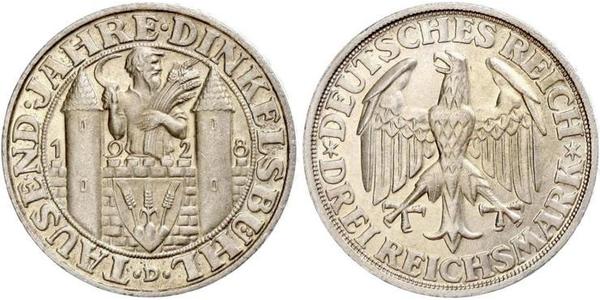 3 Mark Repubblica di Weimar (1918-1933) Argento 