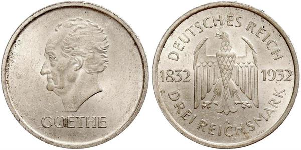 3 Mark Repubblica di Weimar (1918-1933) Argento 