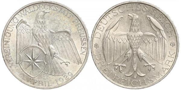 3 Mark Repubblica di Weimar (1918-1933) Argento 